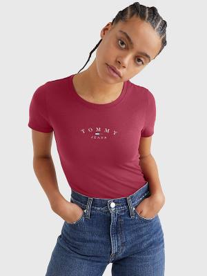 Tommy Hilfiger Essential Logo Skinny Fit Póló Női Piros | TH341DGS