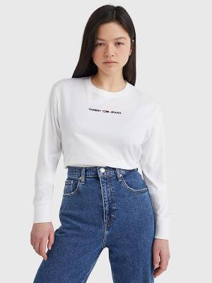 Tommy Hilfiger Essential Long Sleeve Póló Női Fehér | TH276XMA