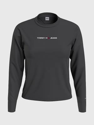 Tommy Hilfiger Essential Long Sleeve Póló Női Fekete | TH293OUZ