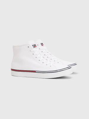 Tommy Hilfiger Essential Mid-Top Tornacipő Férfi Fehér | TH352GXF