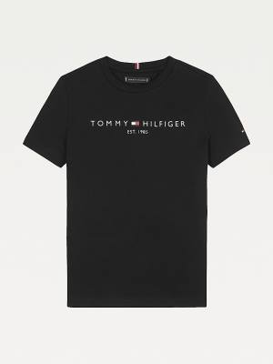 Tommy Hilfiger Essential Organic Pamut Logo Póló Fiú Fekete | TH283XND