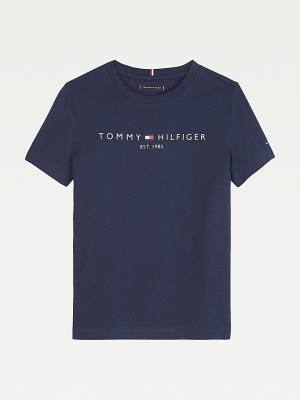 Tommy Hilfiger Essential Organic Pamut Logo Póló Fiú Kék | TH581VMT