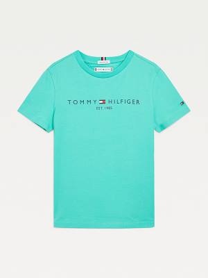 Tommy Hilfiger Essential Organic Pamut Póló Lány Zöld | TH257XOH