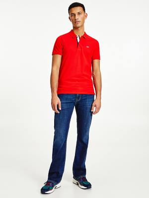 Tommy Hilfiger Essential Organic Pamut Slim Fit Póló Férfi Piros | TH762LER