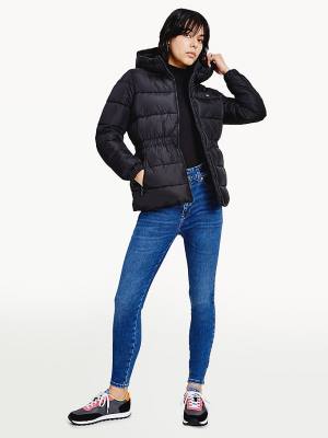 Tommy Hilfiger Essential Recycled Csuklyás Down Puffer Kabát Női Fekete | TH945AIJ