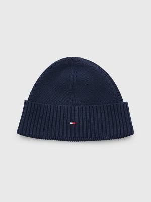 Tommy Hilfiger Essential Rib Knit Rövid Beanie Kalap Férfi Kék | TH586XBZ