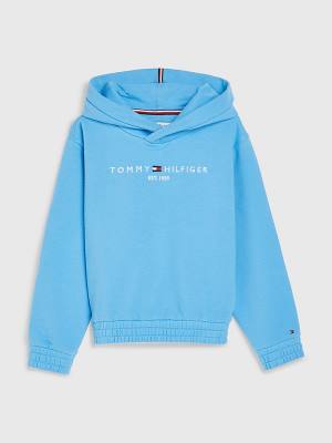 Tommy Hilfiger Essential Ruched Detailing Kapucnis Pulóver Lány Kék | TH681XNE