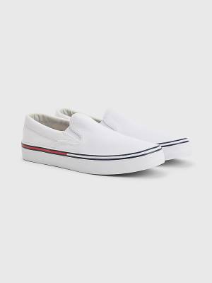 Tommy Hilfiger Essential Signature Slip-On Tornacipő Férfi Fehér | TH378HNG