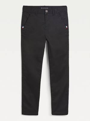 Tommy Hilfiger Essential Slim Fit Chinos Nadrág Fiú Fekete | TH938RMH