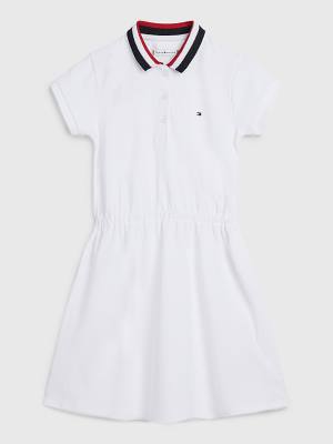 Tommy Hilfiger Essential Stripe Collar Polo Ruha Lány Fehér | TH609VNM