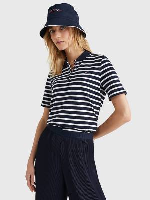 Tommy Hilfiger Essentials Stripe Póló Női Kék | TH938YIH