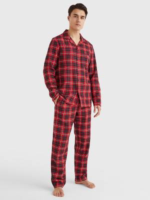 Tommy Hilfiger Exclusive Flannel Shirt And Trousers Set Pizsama Férfi Piros | TH068VYF