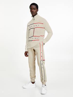 Tommy Hilfiger Exclusive Mock Turtleneck Pulóver Férfi Bézs | TH016XMG