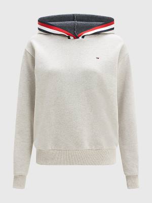 Tommy Hilfiger Exclusive Stripe Detail Kapucnis Pulóver Női Bézs | TH534EXV