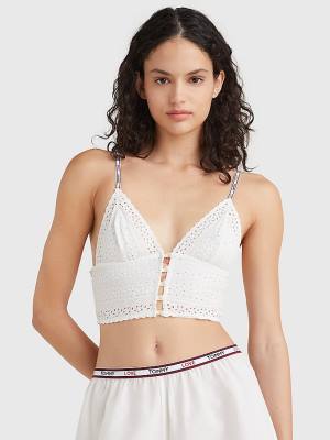 Tommy Hilfiger Eyelet Csipke Longline Bra Fehérnemű Női Fehér | TH089VZW