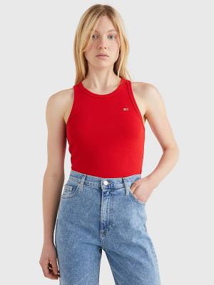 Tommy Hilfiger Feminine Ribbed Tank Top Póló Női Piros | TH541BIX