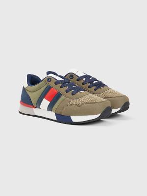 Tommy Hilfiger Flag Low-Top Csipke-Up Tornacipő Fiú Zöld | TH083QMF