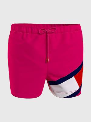 Tommy Hilfiger Flag Mid Length Drawstring Shorts Fürdőruha Férfi Rózsaszín | TH709NRX