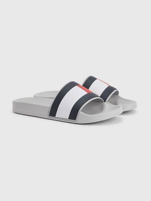 Tommy Hilfiger Flag Pool Slides Szandál Férfi Szürke | TH659RUE