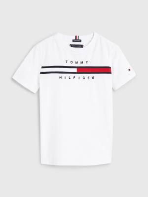 Tommy Hilfiger Flag Rib Insert Póló Fiú Fehér | TH690WNA