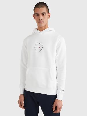 Tommy Hilfiger Flex Fleece Graphic Kapucnis Pulóver Férfi Fehér | TH861NWX