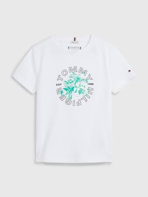 Tommy Hilfiger Floral Graphic Organic Pamut Póló Lány Fehér | TH586PLR