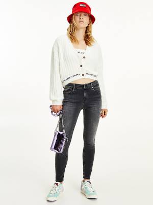 Tommy Hilfiger Furry Cropped Cardigan Pulóverek Női Fehér | TH652WAB