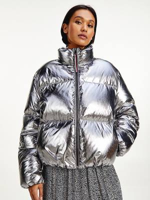 Tommy Hilfiger Gloss Foil Down-Filled Puffer Kabát Női Szürke | TH987KYT