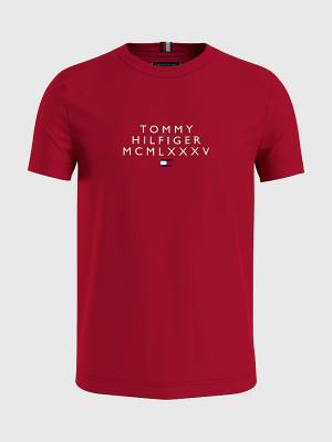 Tommy Hilfiger Graphic Logo Póló Férfi Piros | TH278VDB