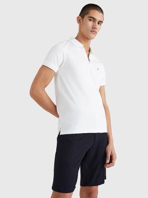 Tommy Hilfiger Half-Zip Interlock Slim Fit Póló Férfi Fehér | TH570WZE