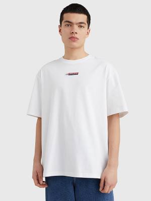 Tommy Hilfiger Heritage Organic Pamut Logo Patch Póló Férfi Fehér | TH384ZCW