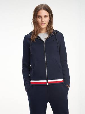 Tommy Hilfiger Heritage Zip-Thru Kapucnis Pulóver Női Kék | TH839PSE