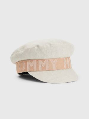 Tommy Hilfiger Iconic Linen Baker Boy Kalap Női Bézs | TH058FDA