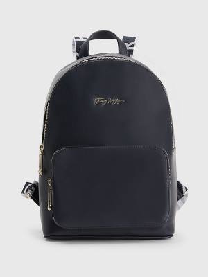 Tommy Hilfiger Iconic Signature Plaque Backpack Táska Női Kék | TH076OKM