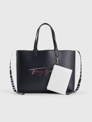 Tommy Hilfiger Iconic Signature Tote Táska Női Kék | TH531TVZ