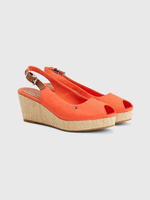 Tommy Hilfiger Iconic Slingback Espadrille Wedges Szandál Női Piros | TH348YTH