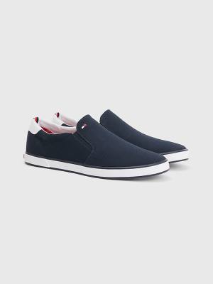 Tommy Hilfiger Iconic Slip-On Vászon Tornacipő Férfi Kék | TH358XZM