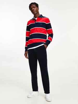 Tommy Hilfiger Iconic Stripe Rugby Shirt Póló Férfi Piros | TH732SLP