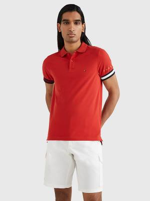 Tommy Hilfiger Icons Flag Slim Fit Póló Férfi Piros | TH102PHY