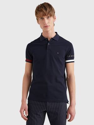 Tommy Hilfiger Icons Flag Slim Fit Póló Férfi Kék | TH451MTZ