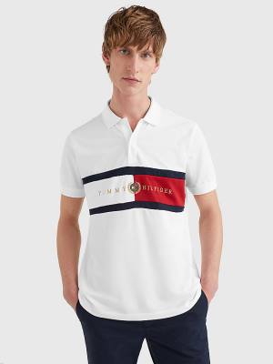 Tommy Hilfiger Icons Logo Regular Fit Póló Férfi Fehér | TH238EMU