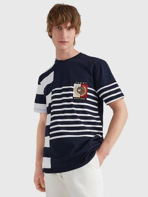 Tommy Hilfiger Icons Mixed Stripe Póló Férfi Kék | TH027UMW