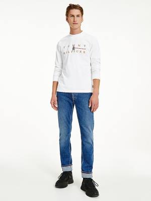 Tommy Hilfiger Icons Mock Turtleneck Long Sleeve Póló Férfi Fehér | TH435IEU