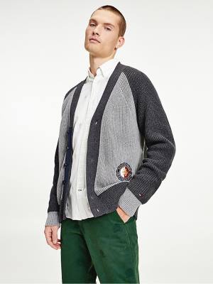 Tommy Hilfiger Icons Oversized Crest Cardigan Pulóverek Férfi Szürke | TH017JLH