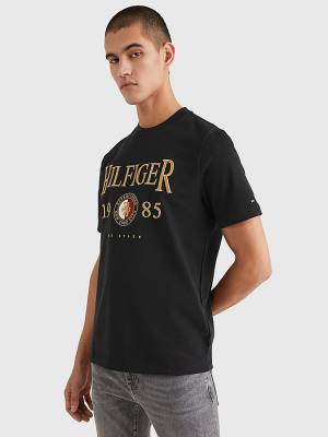 Tommy Hilfiger Icons Relaxed Fit Póló Férfi Fekete | TH562JSO