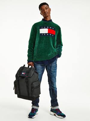 Tommy Hilfiger Intarsia Flag Relaxed Fit Jumper Pulóverek Férfi Zöld | TH408HBF