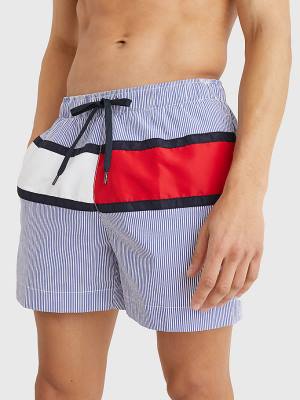 Tommy Hilfiger Ithaca Stripe Colour-Blocked Mid Length Shorts Fürdőruha Férfi Kék | TH064YGC