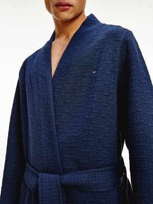 Tommy Hilfiger Jacquard Bathrobe Pizsama Férfi Kék | TH184KHC