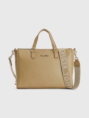 Tommy Hilfiger Joy Signature Satchel Táska Női Barna | TH692ESY