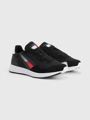 Tommy Hilfiger Klipsz Mixed Texture Flag Tornacipő Férfi Fekete | TH412GDV